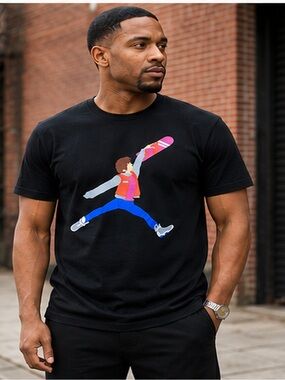 iLTHY Black Short-Sleeve Graphic Tee with Colorful Skateboard Motif